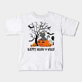 Happy Meow-o-ween Kids T-Shirt